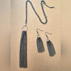 Elegant Silver Chain Tassel Jewelry Set